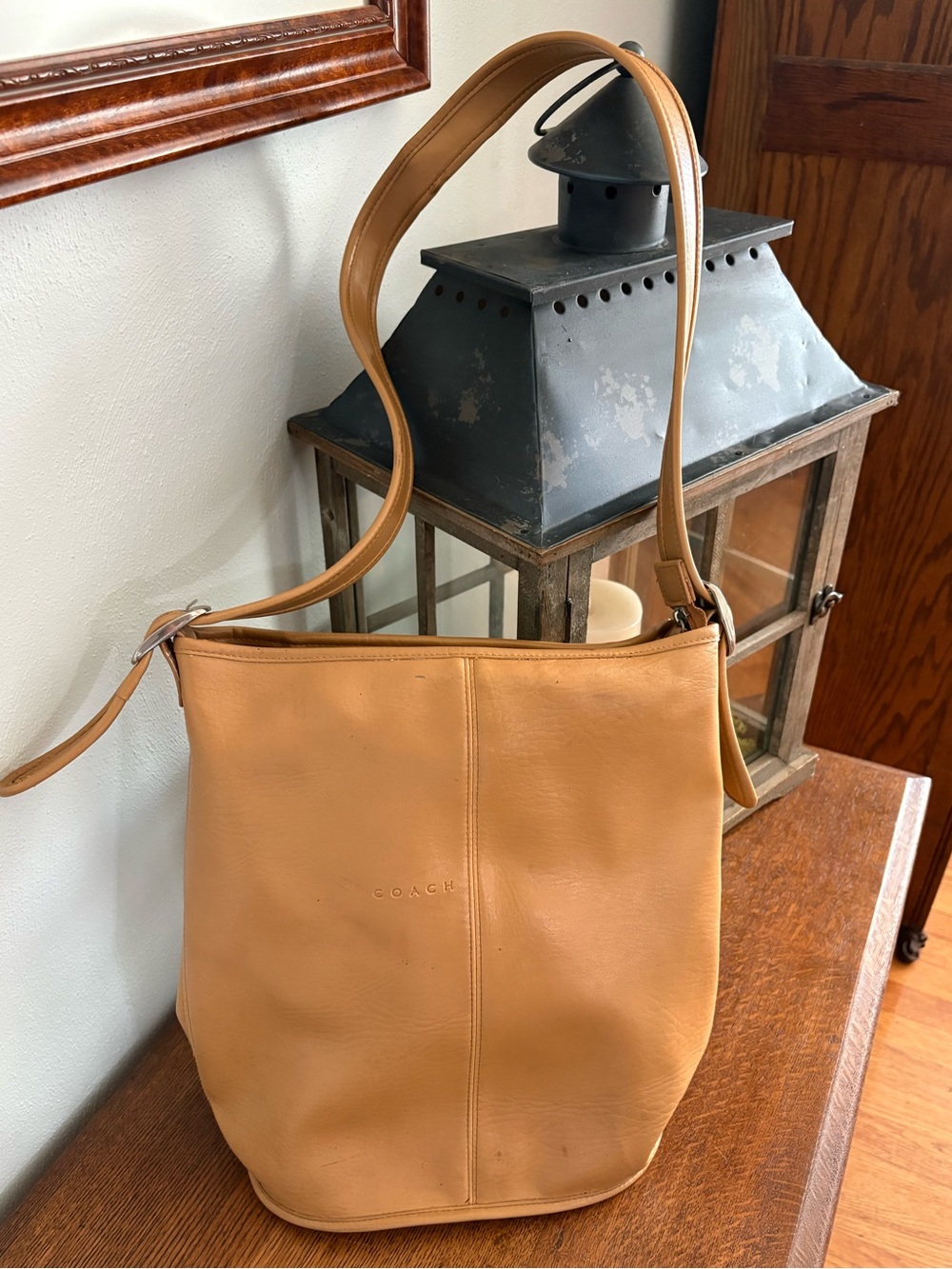 Coach Tan Leather Bucket Shoulder Bag